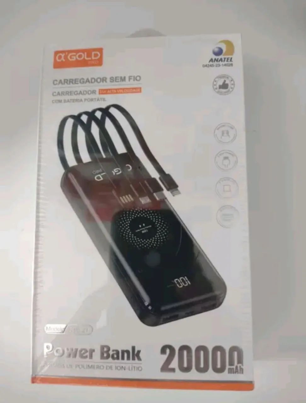 Carregador Sem Fio Bte-21 A'gold 20.000mah P/ Indução