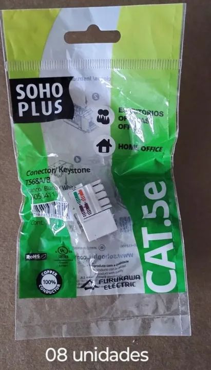 Conectores Keystone RJ45 Cat.5e - 8 Unidades