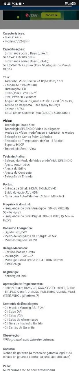Monitor gamer asus 24  - Foto 2