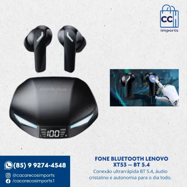 Fone Bluetooth Lenovo XT53 ? Som Potente e Conexão Ultrarrápida BT 5.4
