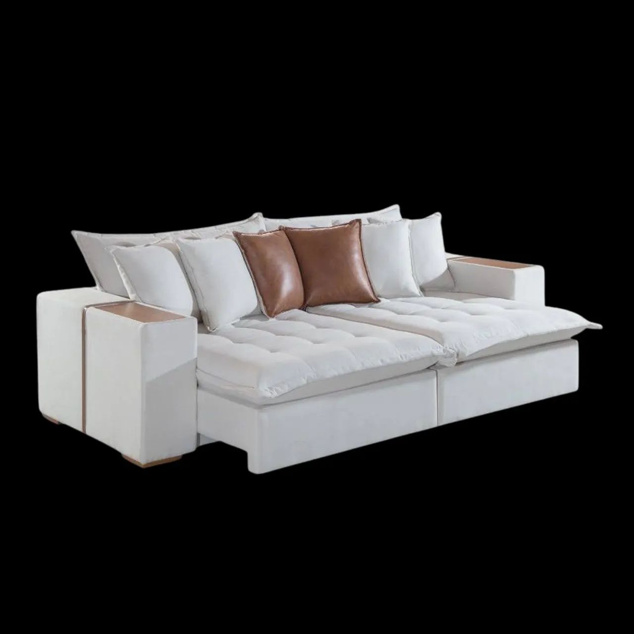 Sofá Modular Cinza com detalhes em madeira - Foto 4