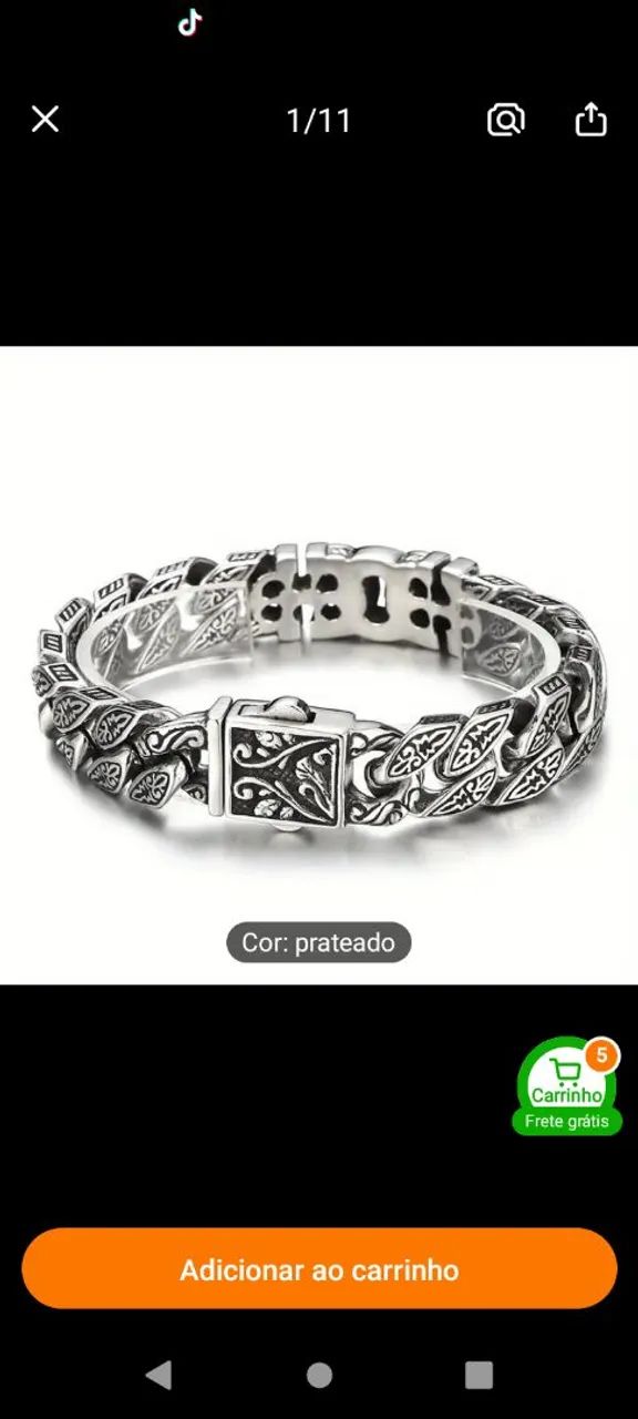 Pulseira Masculina em Prata 925 com Detalhes em Ouro - Foto 5