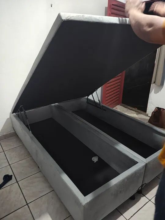 Box baú casal repartido 138*188 -Revestimento Corino ou suede- - Foto 2