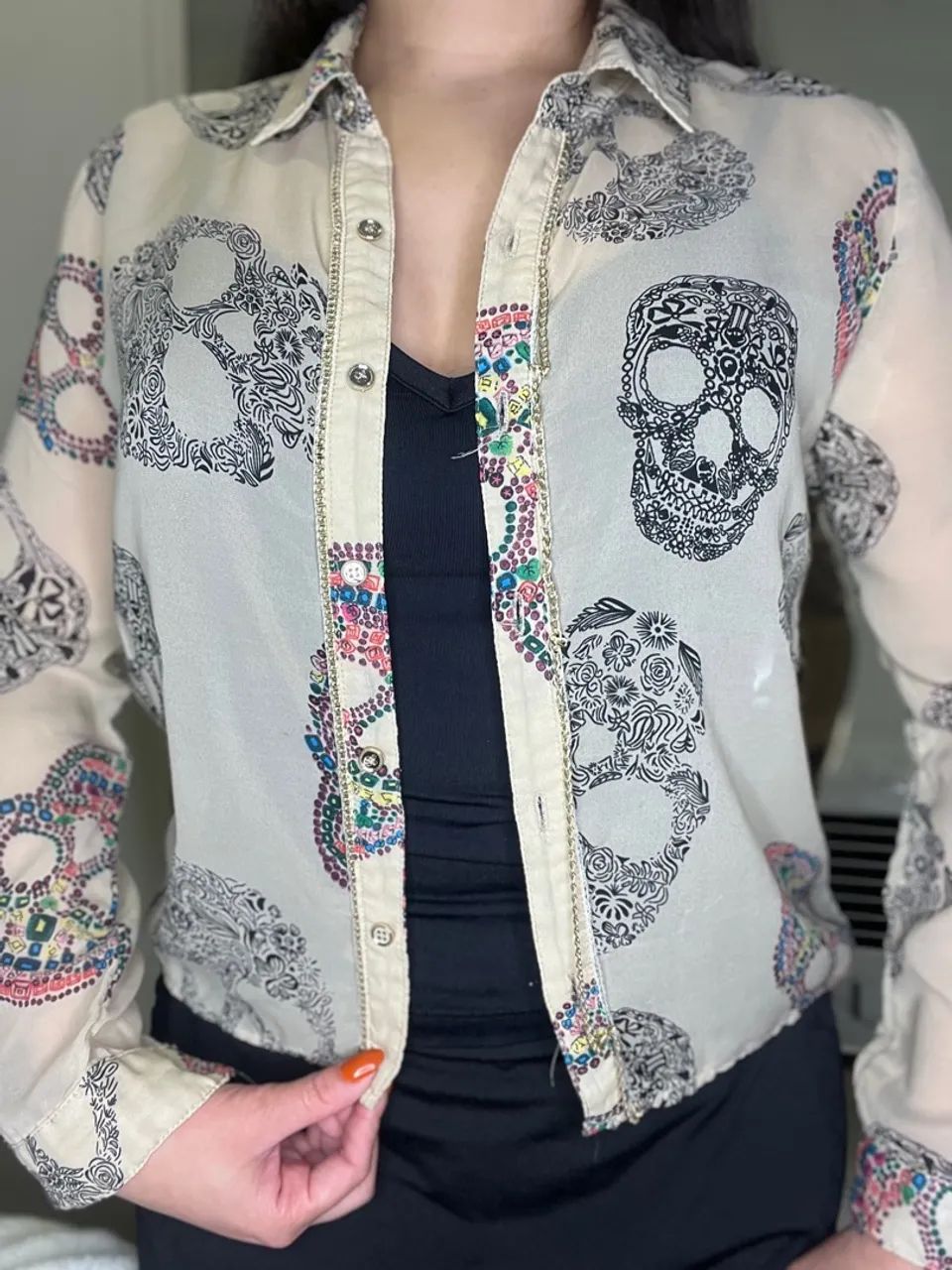 Camisa Estampada Caveira Marisa 40 - Foto 3