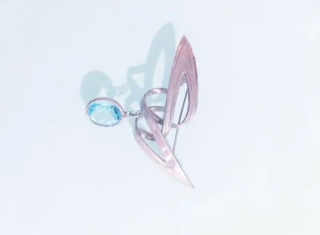 BROCHE EM PRATA, COM PINGENTE DE TOPÁZIO SWISS BLUE. - Foto 2