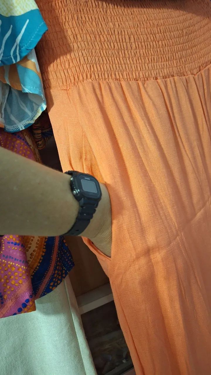 Calça saída de praia laranja algodão fino  - Foto 2