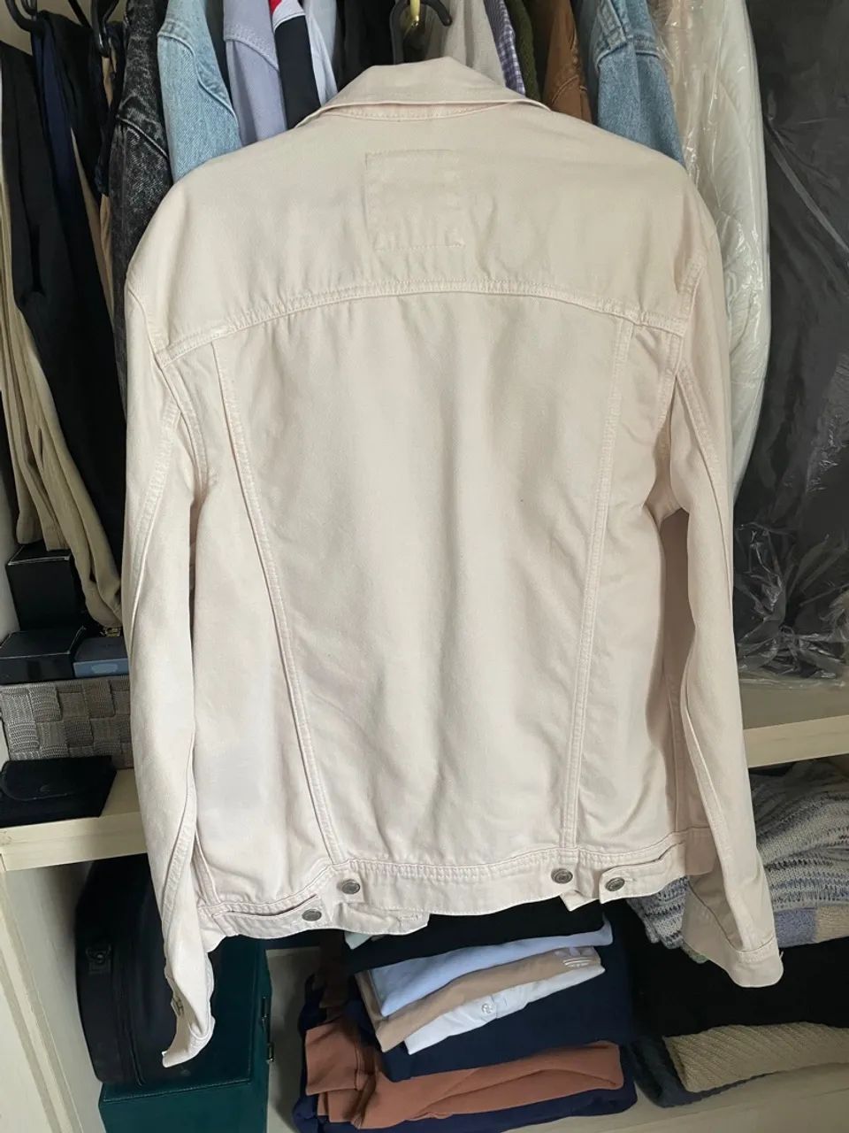 Jaqueta Jeans Zara Bege Claro - Foto 2