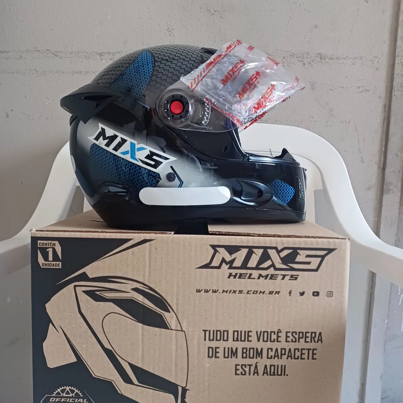 Capacete MISX Preto e Azul novo lacrado  - Foto 5