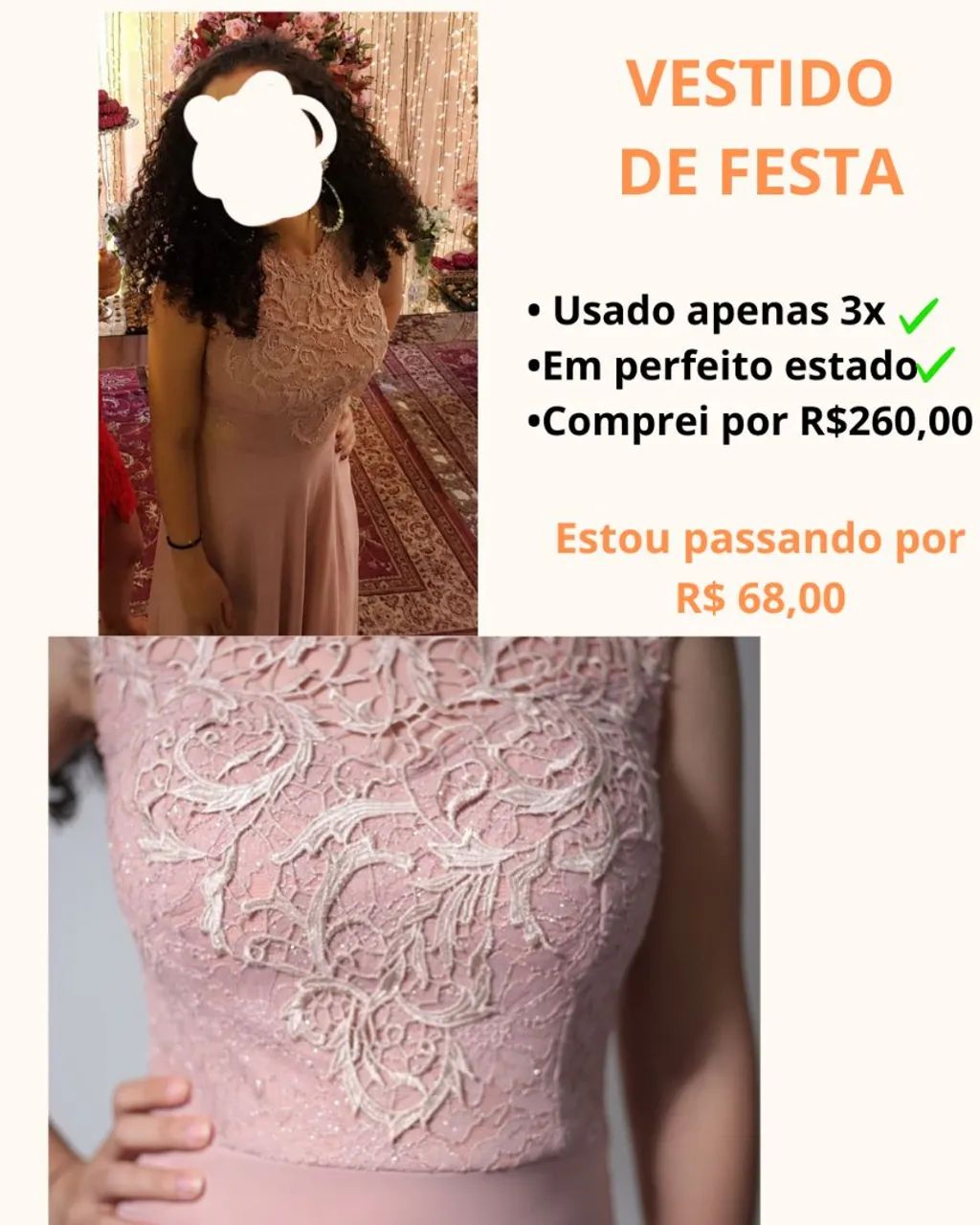 Vestido longo rosê