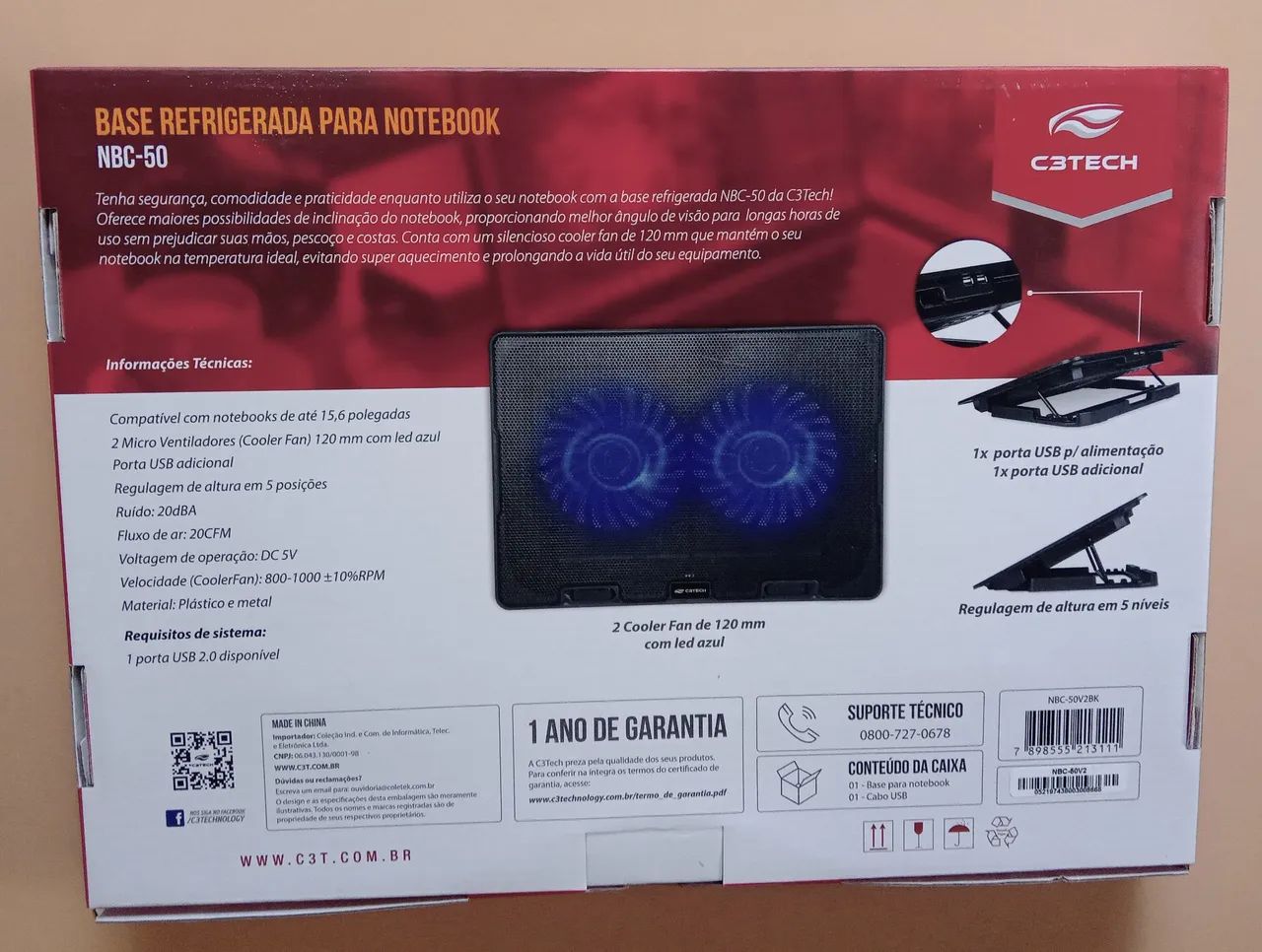 Base refrigerada para Notebook 2 coolers fan com led - Foto 4