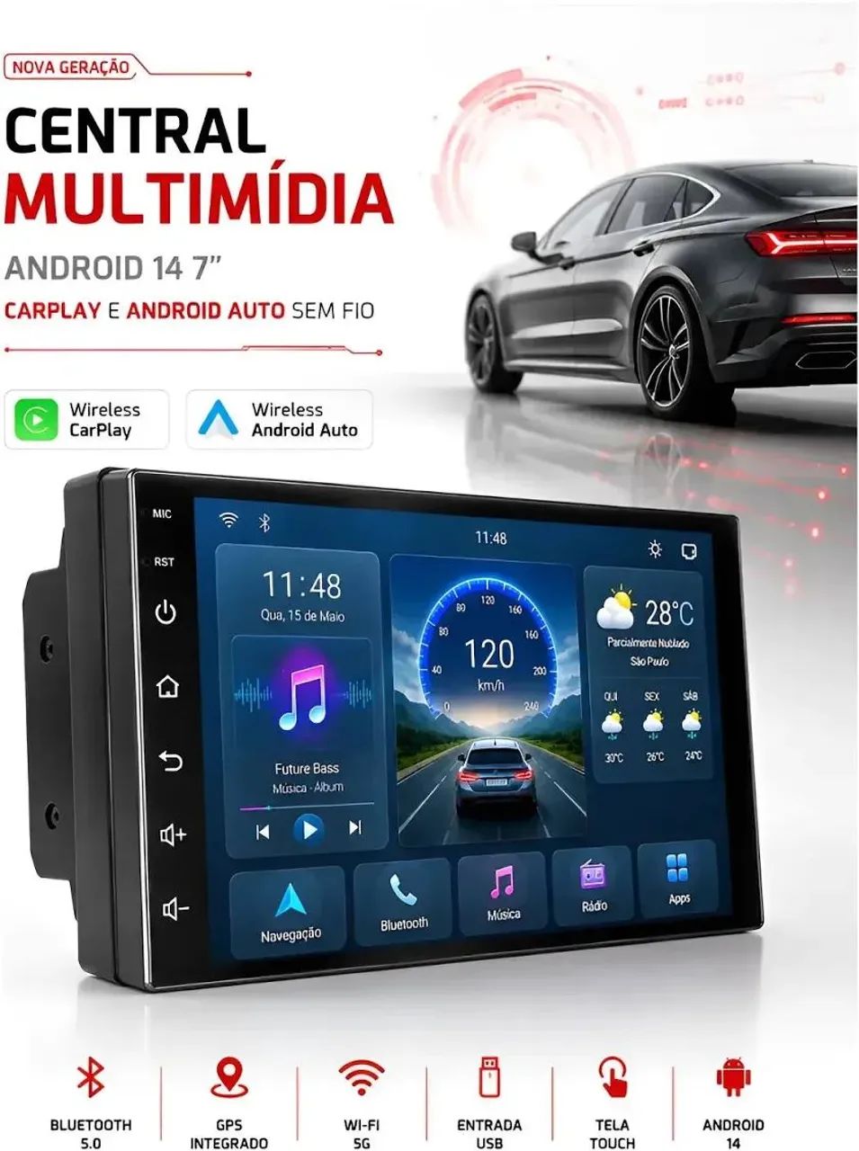 Central Multimidia Android 9 Polegadas Wi-Fi GPS off-line Car-Play Android Auto  - Foto 2