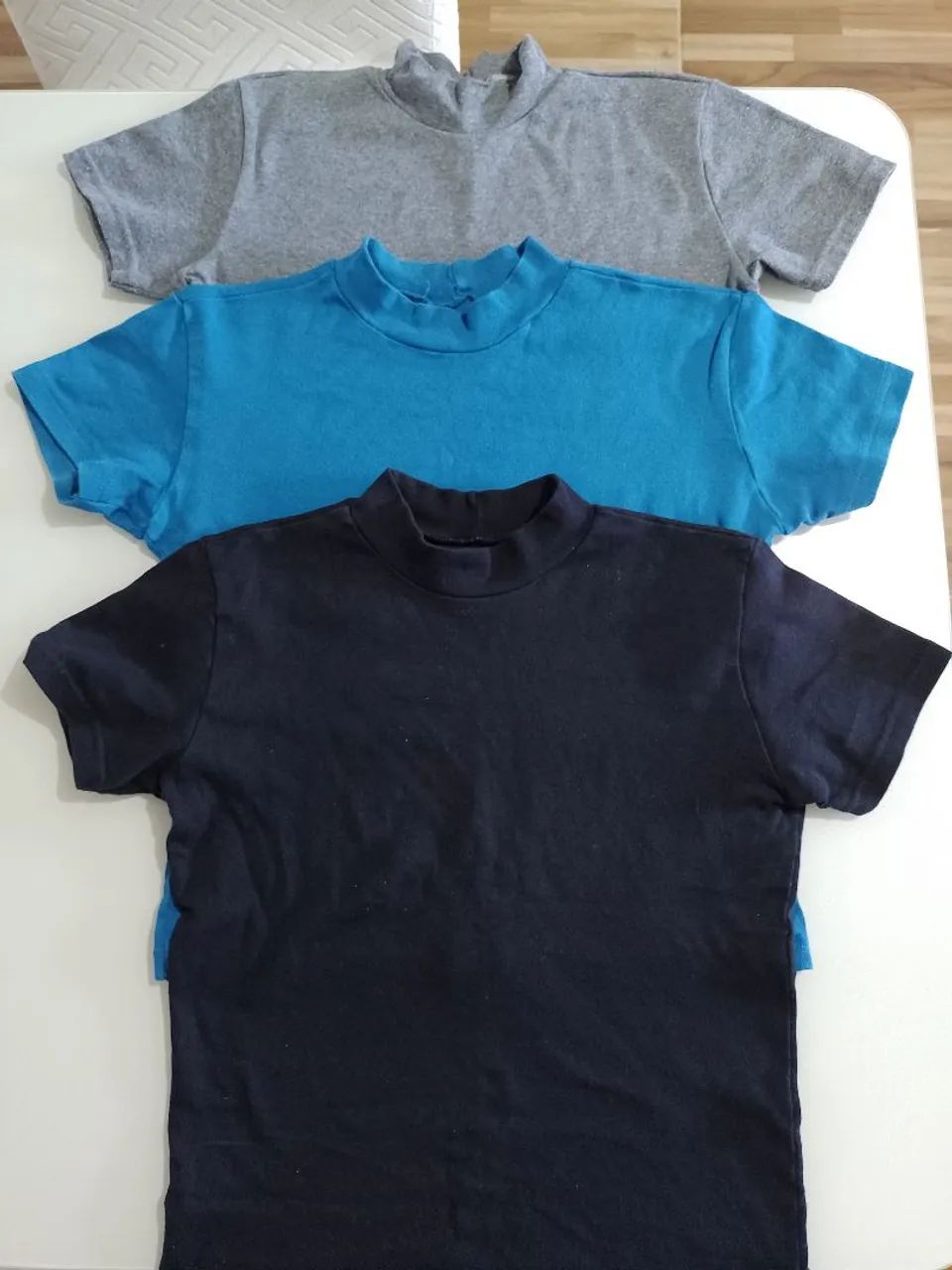 Kit blusas gola alta casual em algodão