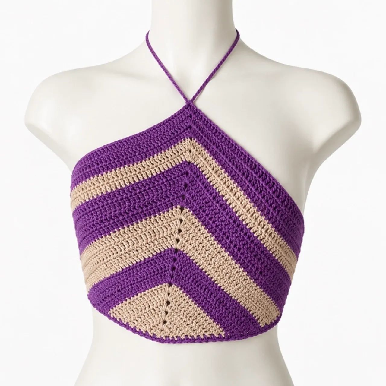 Blusa cropped crochet amarração pescoço 