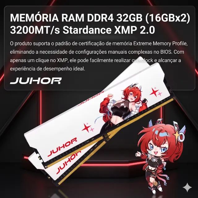 Kit Memória RAM DDR4 32GB (2x16GB) JUHOR 3200MHz CL16 - Novas e Lacradas PC gamer - Foto 4