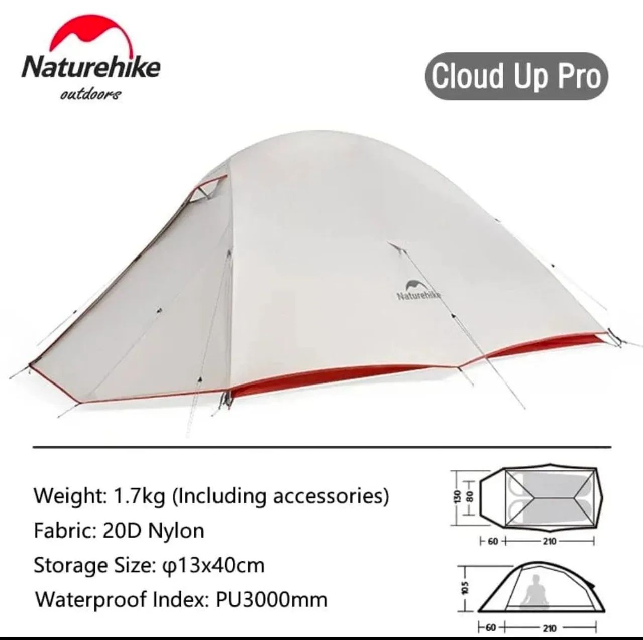 Barraca Naturehike Cloud up2 PRO Cinza( Nova com garantia)