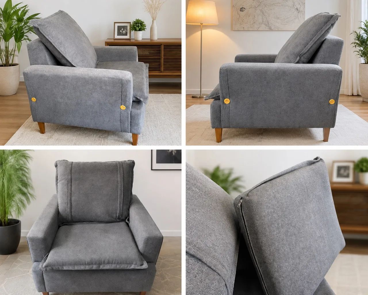 3 Poltronas Cinza Confortáveis - Ótimo Estado - Foto 2