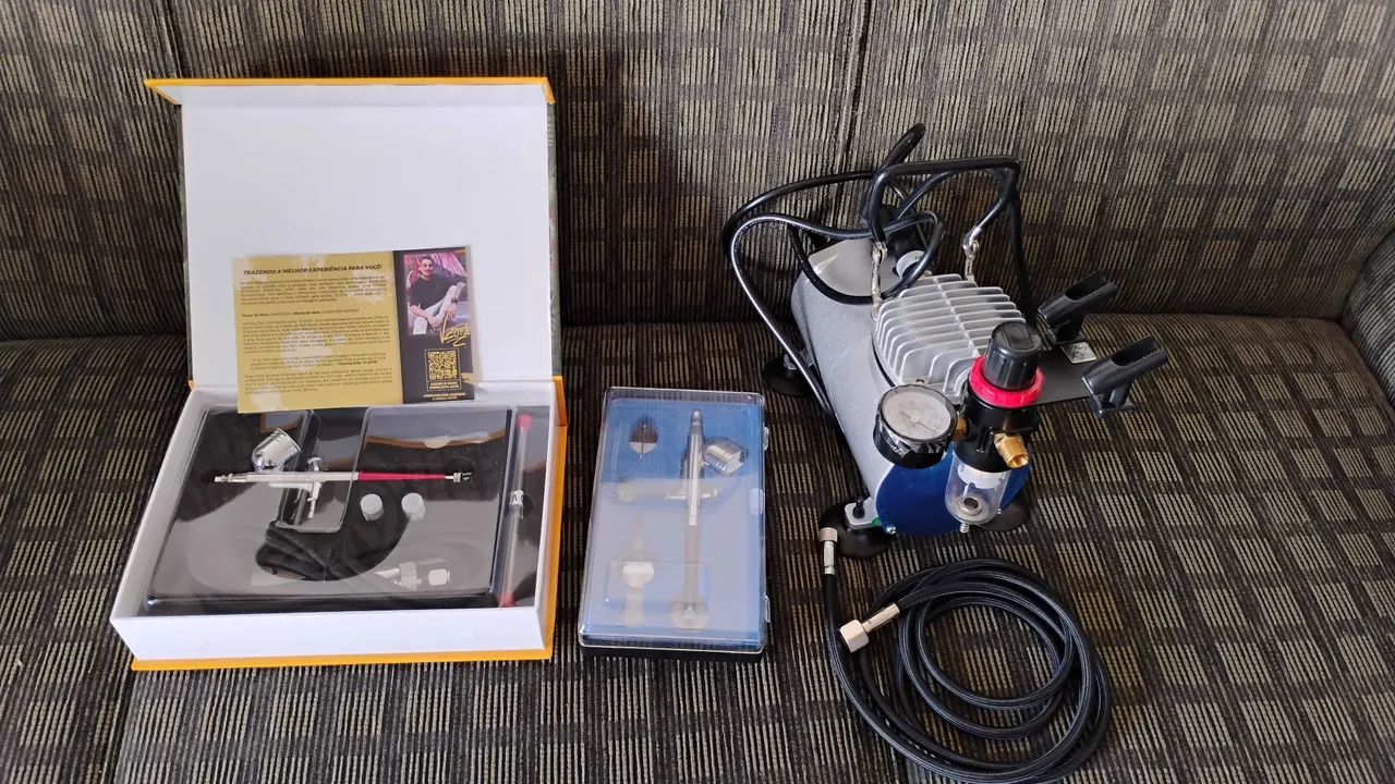 AirBrush com compressor + tintas - Foto 2