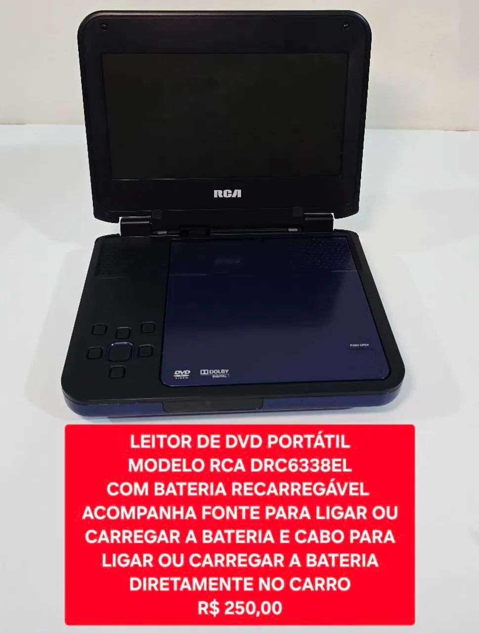 Leitor de DVD Portátil Modelo RCA DRC6338EL