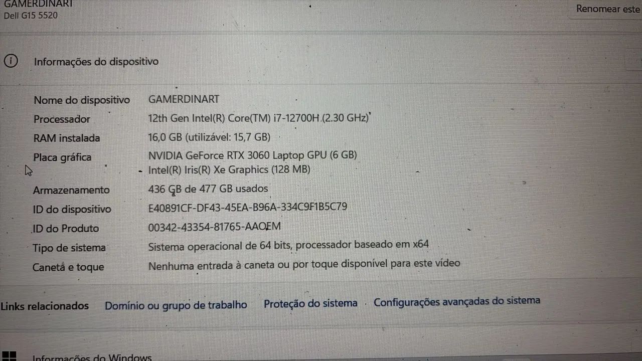 DELL G15 Core i7 12ª geração 16gb ram  - Foto 3