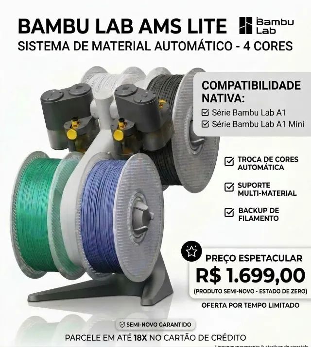 Módulo AMS Bambu Lab - Semi-Novo (Estado de Zero!)