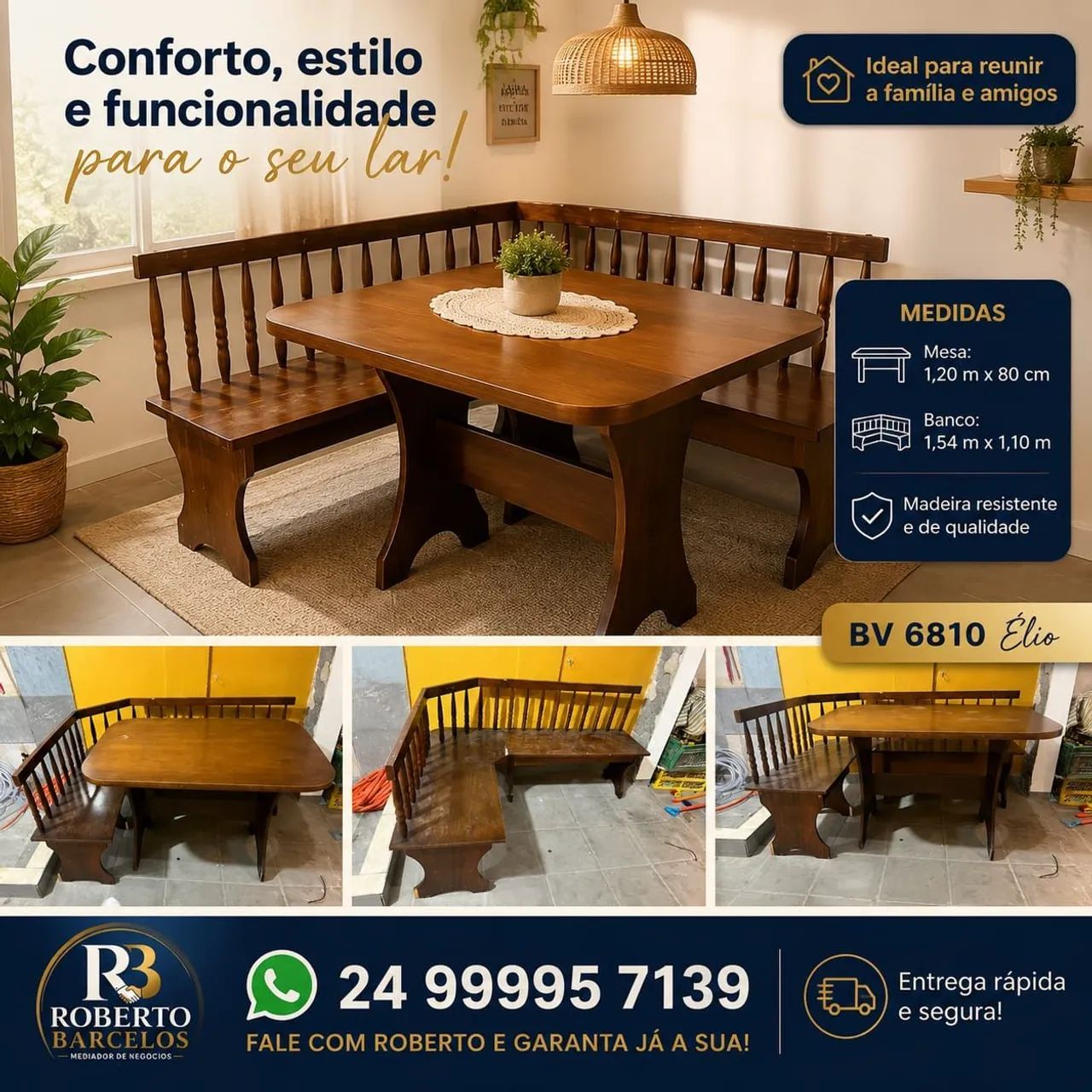 Mesa de canto alemão em madeira.