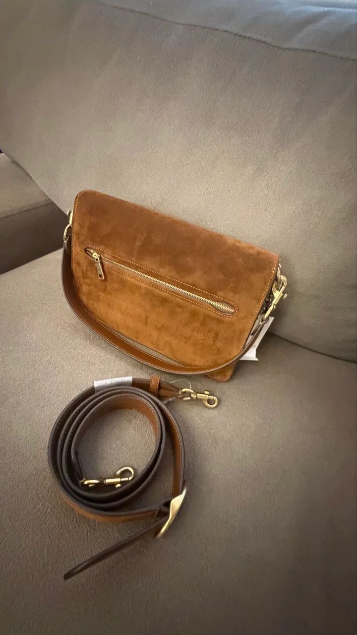 Bolsa coach tabby chain suede Caramelo  - Foto 2