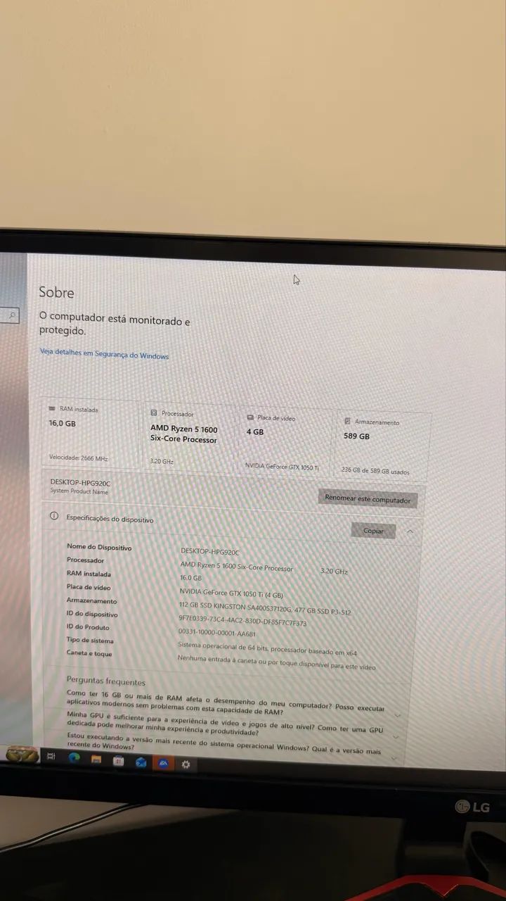 Computador PC gamer 16 RAM (2x8) 589 GB SSD - Foto 5
