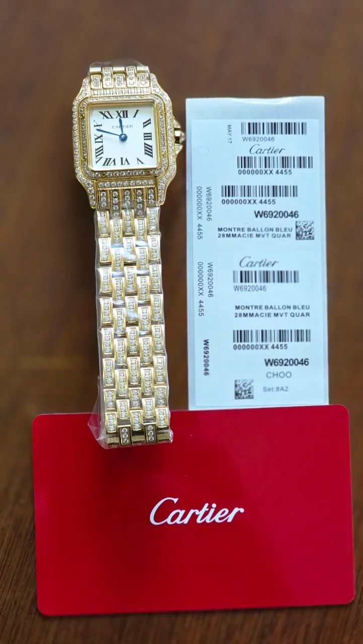 Relógio Cartier Cravejado Gold