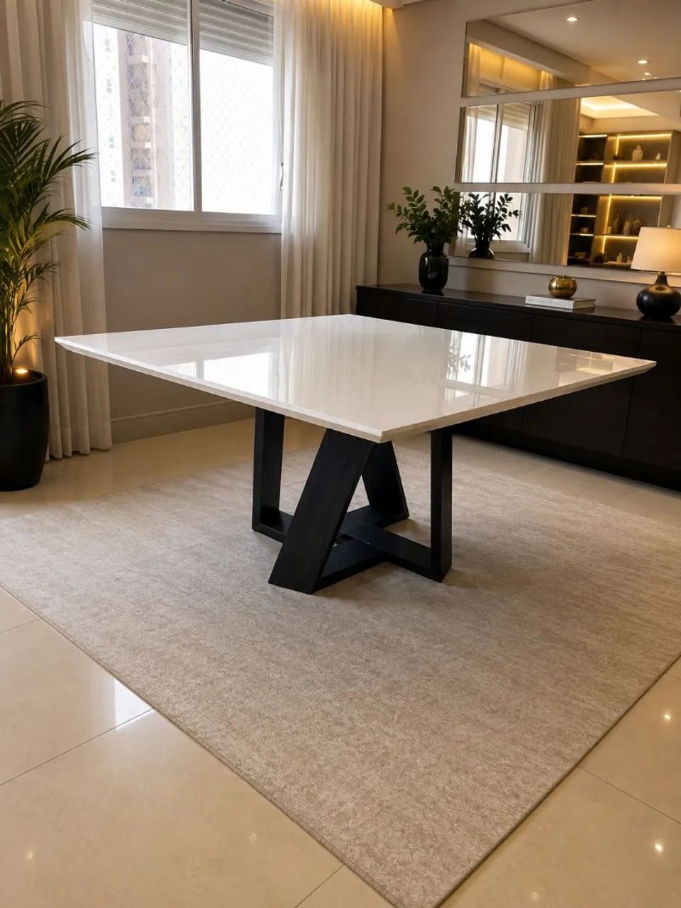 Mesa 155 cm x 155 cm com 4 cadeiras 