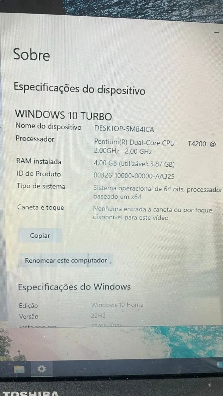 Notebook Toshiba L300 Pentium Dual Core T4200 - Foto 3