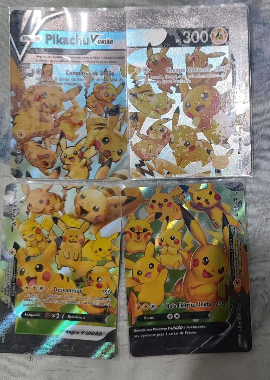Pikachu V união 4 cartas TCG