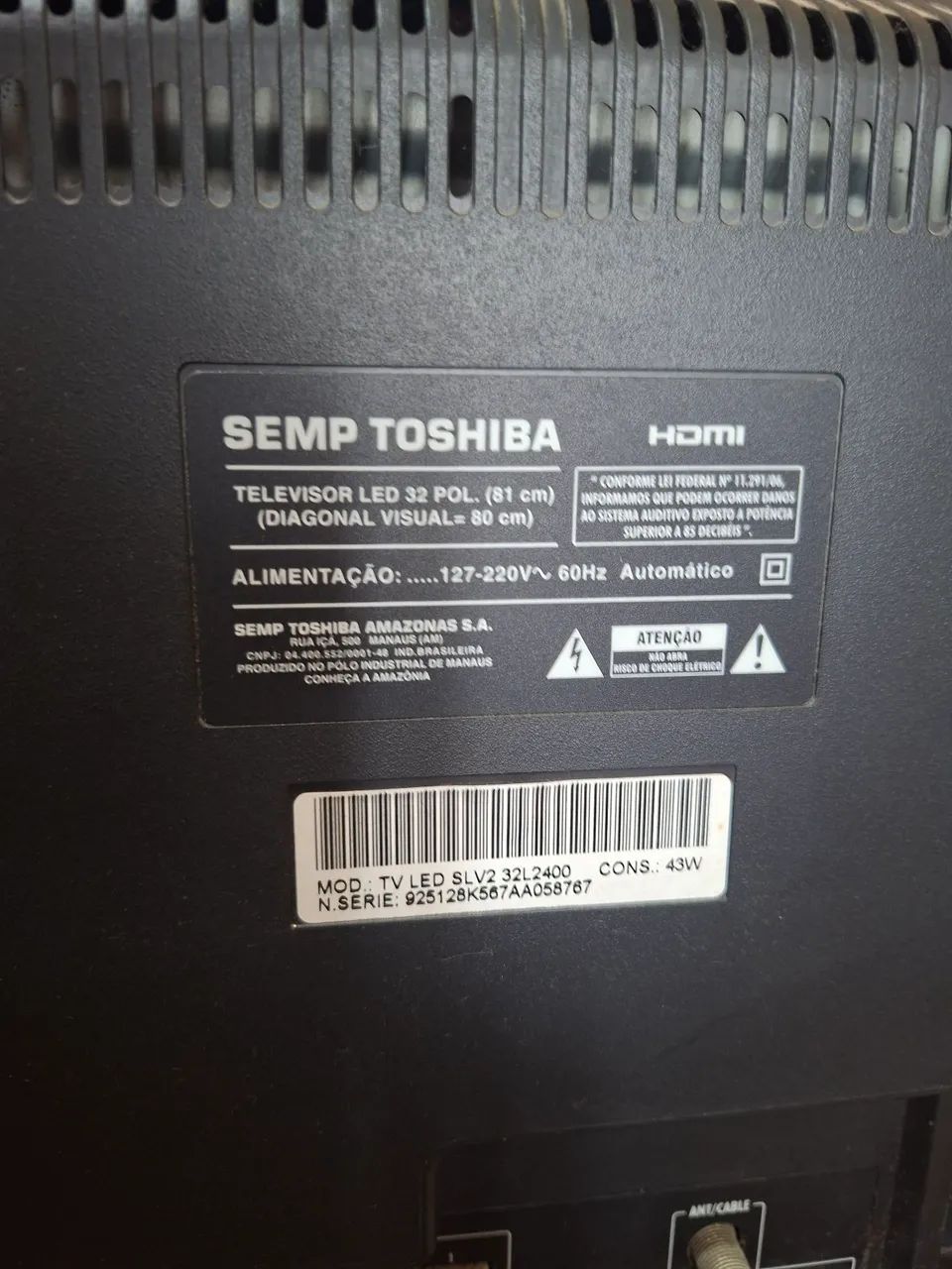 Toshiba LED de 32 polegadas, com tela de 81 cm.<br>TELEVISOR LED 32 POL. (81 cm) - Foto 2