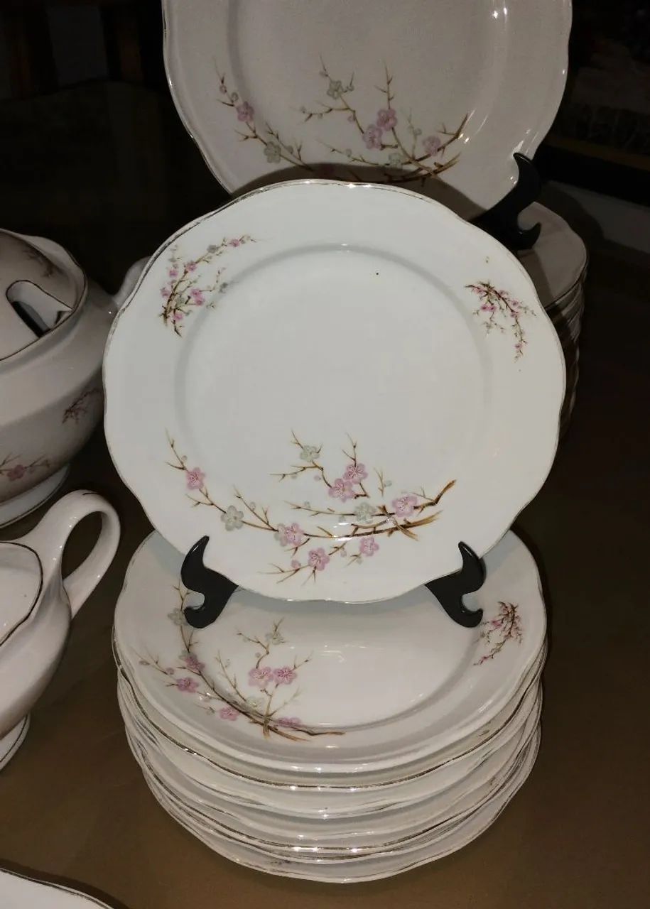 Jogo de jantar porcelana Steatita 38 peças flor de cerejeira  - Foto 2