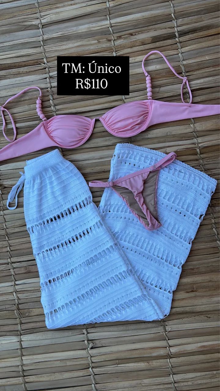 Kit calça tricô saída  e biquíni 