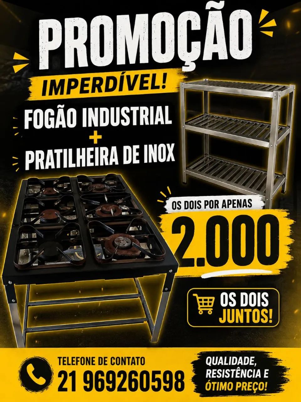 Pratilheira com fogão industrial 