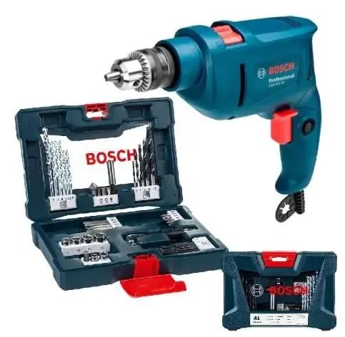 BOSCH Industrial Impact Drill 3/8" Reversible 450W GSB 450RE + 41-Piece X-Line Case