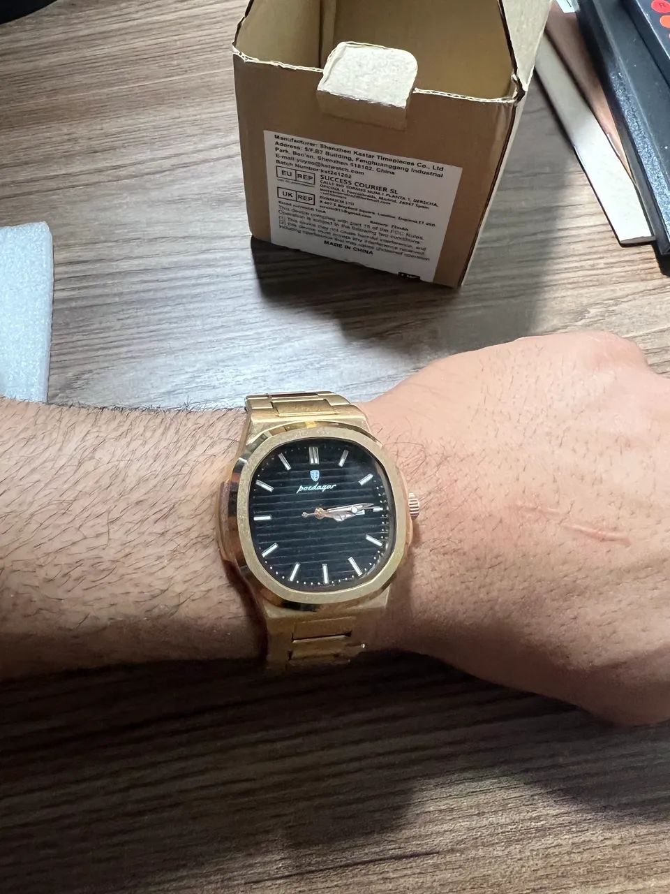 Relógio Masculino Poedagar 6132 Luxo Dourado (Estilo Nautilus)  - Foto 3