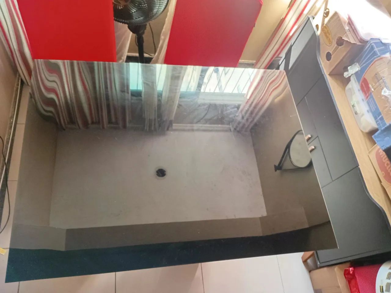 Mesa jantar base vidro 4 cadeiras 