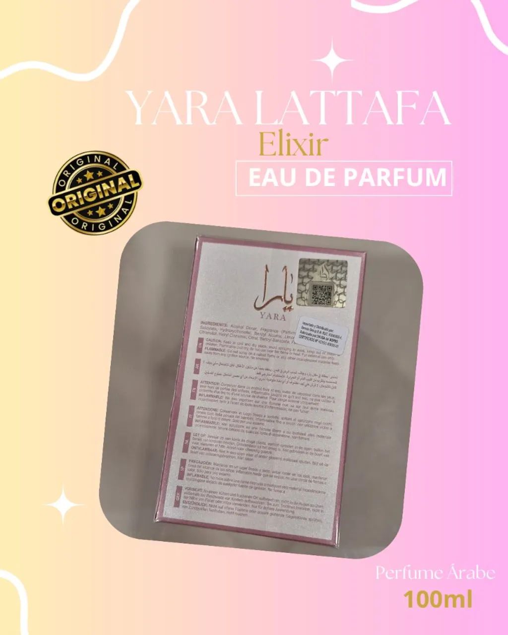 Perfume Árabe Original Importado Yara Lattafa Elixir Feminino 100ml  - Foto 3