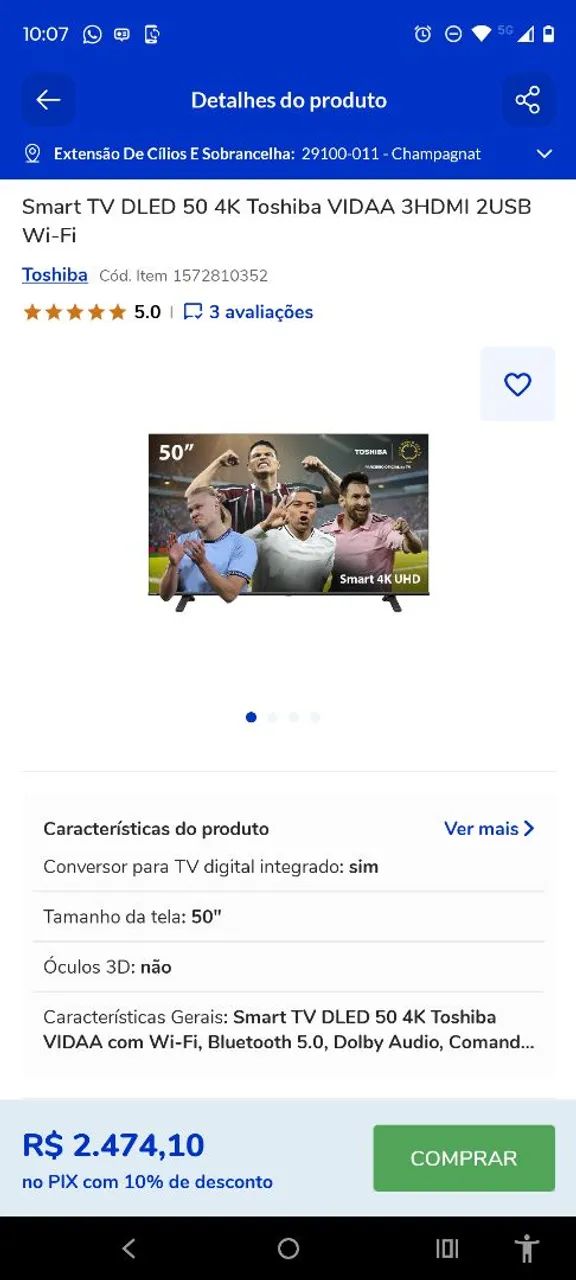 TV TOSHIBA 50" SEM MUITO CHORO  - Foto 3