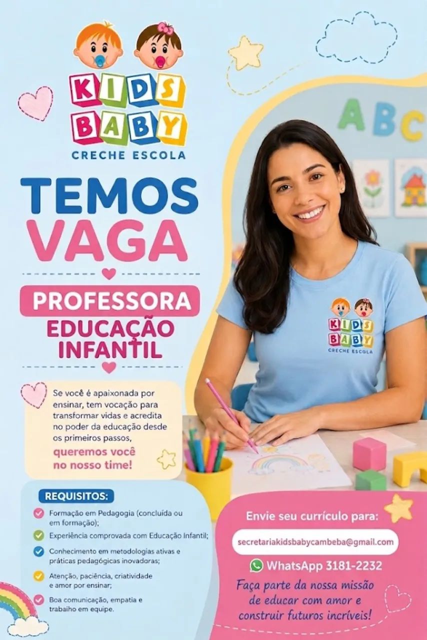 Vaga para Professor(a) de Educação Infantil 