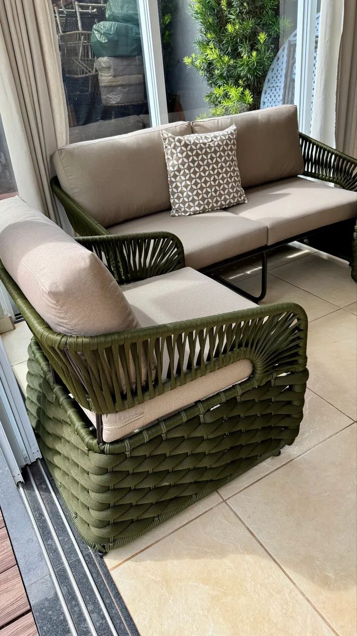 Sofa area externa interna alumínio trico enchimento corda nautica  - Foto 3