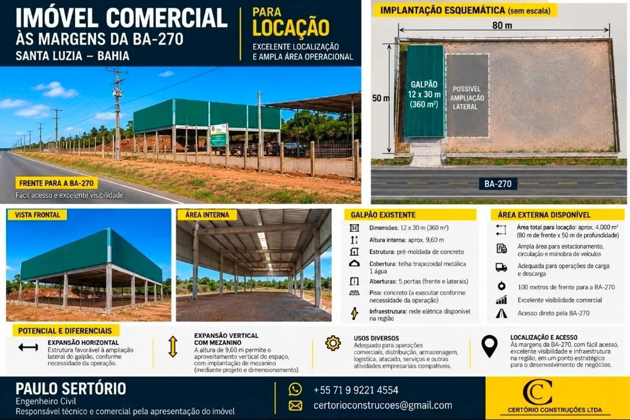 GALPÃO BA 270 - Santa Luzia - BA