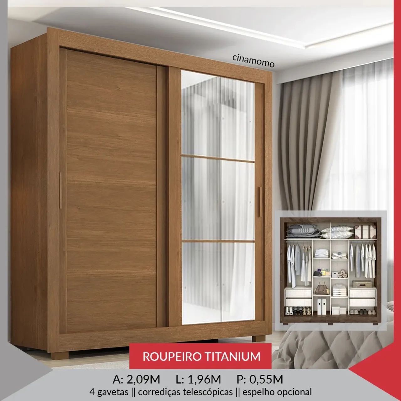 GUARDA ROUPA TITANIUM / DIMENSÕES 2,09x1,96 - Foto 2