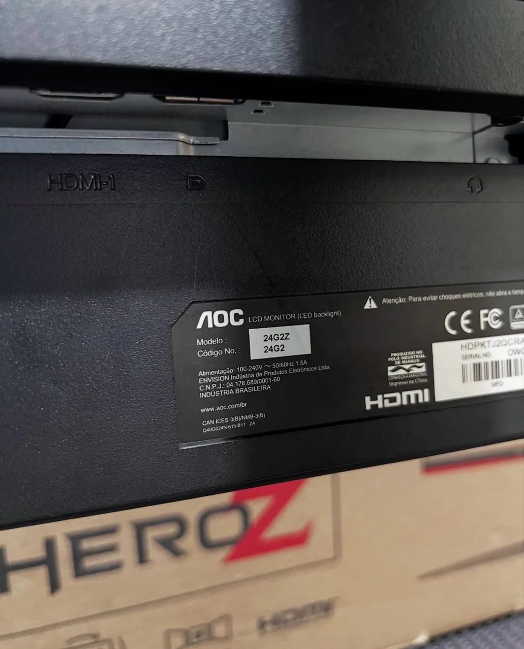Monitor Gamer AOC Hero Z 240hz 24 Polegadas 0.5ms Painel IPS G-Sync 24G2Z - Foto 2