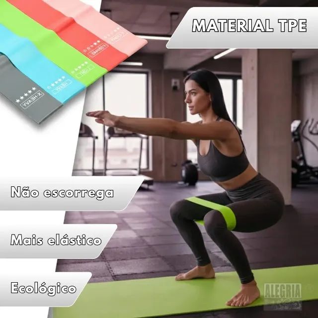 Kit 5 Faixa Elástica Super Mini Band Extensor Elástico Para Treino Resistência Funcional - Foto 4