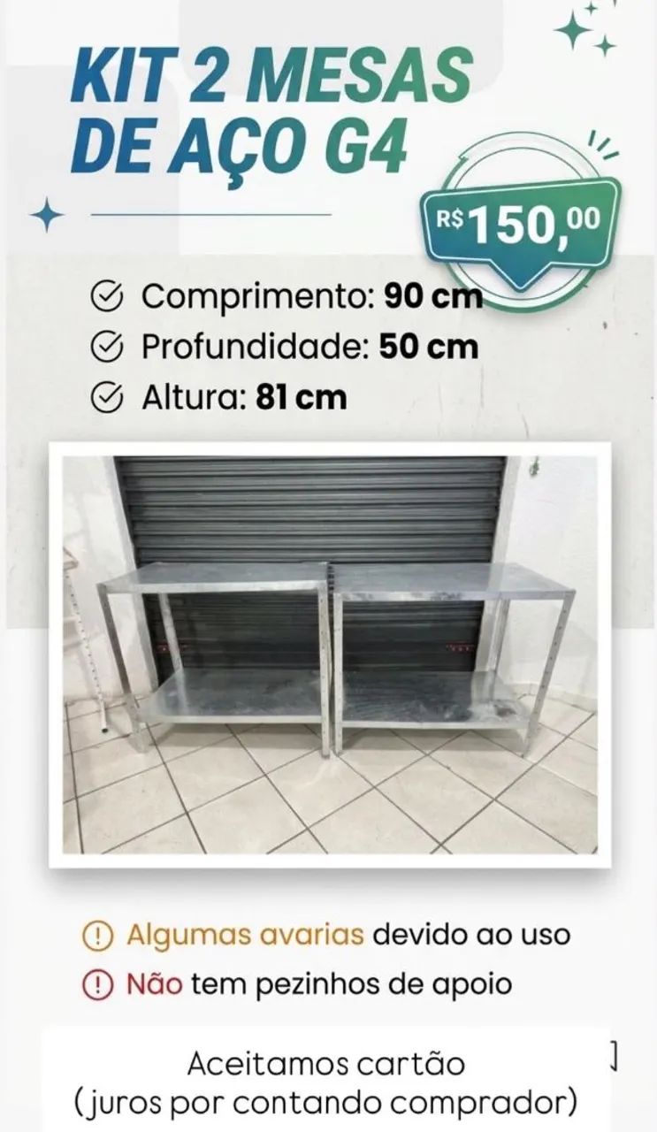Kit duas mesa de  inox  - Foto 3