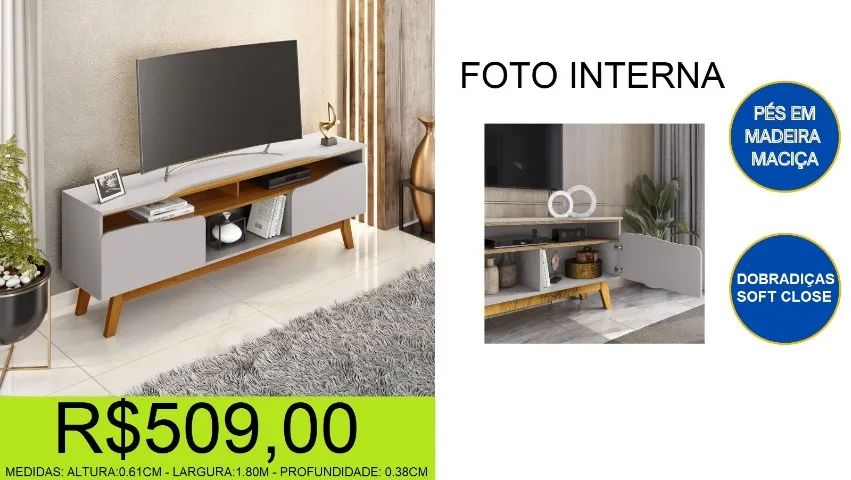 rack - retro - off - pés de madeira maciça - compre e retire hoje mesmo