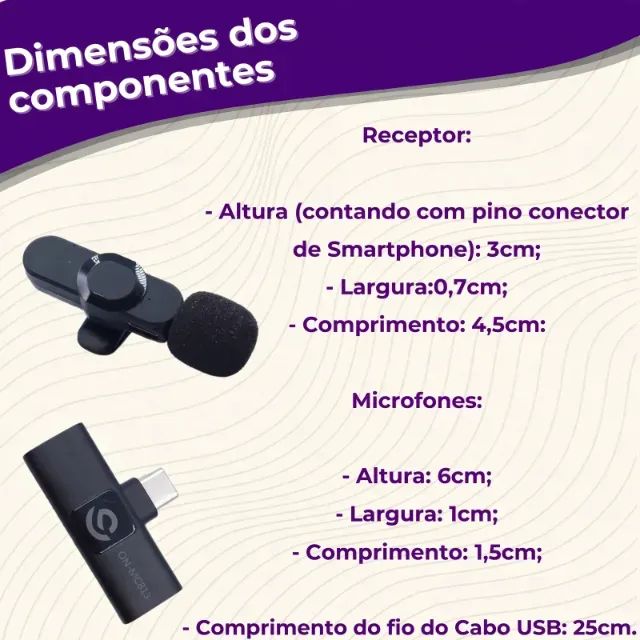 Kit 2 Microfones De Lapela Wireless Para Tipo C Onistek - Foto 2