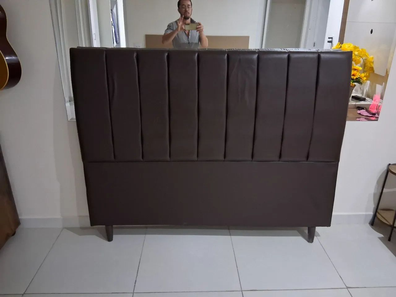 Cabeceira queen size Corino marrom - Foto 4